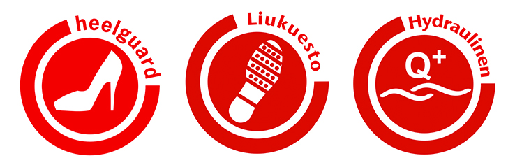 3 kuvaketta (heelguard, liukuesto, hydraulinen)